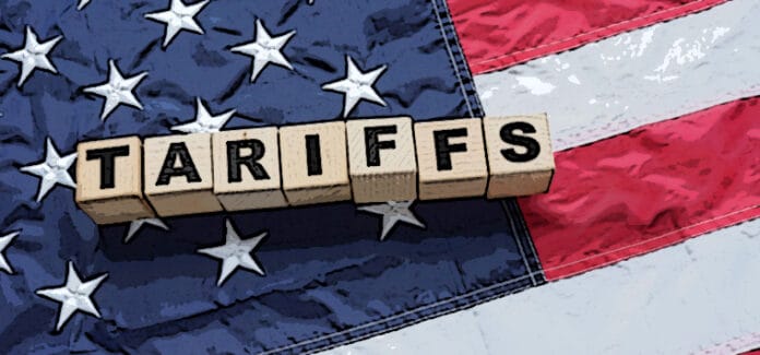 tariffs USA flag
