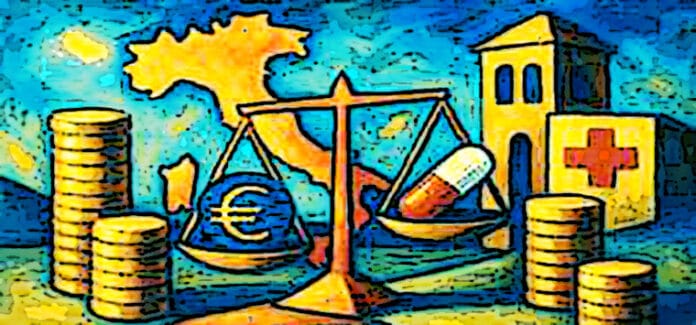 sostenibilità farmaci bilancia illustrazione